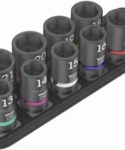 Wera 004580 9 Piece 1/2" Drive Impact Socket Set &amp; Rail, Belt C Impaktor 1 13-21mm