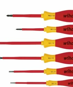 Wiha 00833 6 Piece VDE SoftFinish® Electric Slot &amp; Phillips Screwdriver Set