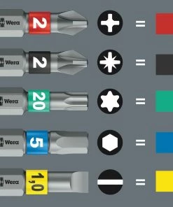 Wera 008873 6 Piece Kraftform Kompakt Stubby Magazine 1 Screwdriver Bit Set PH/TX/SL -Screwdriver And Bits Shop 0088736