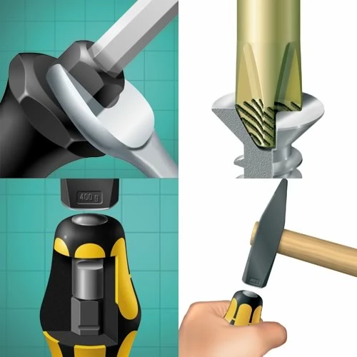 Wera 137811 Kraftform 900/7 Set 1 Hammer Thru Chiseldriver 7 Piece Screwdriver Set SL/PH/TX 4 Wera 137811 Kraftform 900/7 Set 1 Hammer Thru Chiseldriver 7 Piece Screwdriver Set SL/PH/TX - Image 2