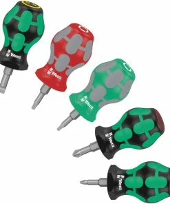Wera 008872 Stubby Set 3 Slotted, Phillips & Robertson 5 Piece Screwdriver Set