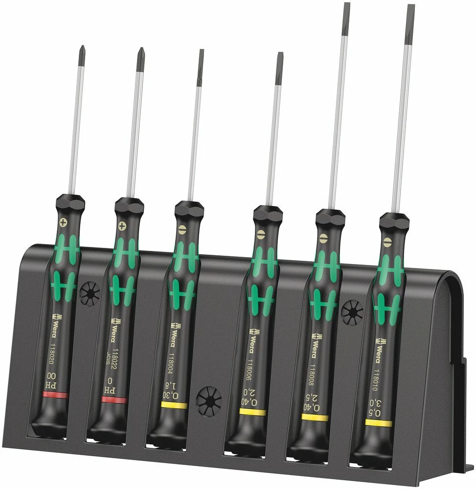 Wera 118150 6 Piece Kraftform Micro Precision Screwdriver Set Slotted & Phillips 3 Wera 118150 6 Piece Kraftform Micro Precision Screwdriver Set Slotted & Phillips