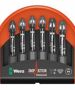 Wera 057692 Impaktor 6 Piece 50mm Long Pozi Impact Screwdriver Bit Set PZ2 &amp; PZ3 -Screwdriver And Bits Shop 057692