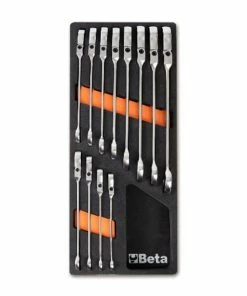 Beta Tools Beta M46 12 Piece Flexi-Head Metric Ratcheting Combination Spanner Set Supplied In Foam Module 8-19mm