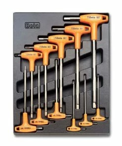 Beta Tools Beta T50 11 Piece Metric T-Handled Hexagon Key Set In Plastic Module Tray 2-10mm
