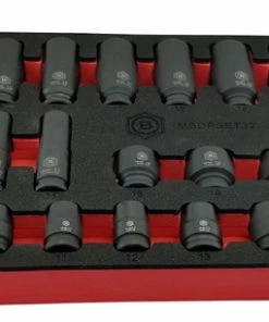 Britool Hallmark MSDPSET32 32 Piece 3/8" Drive Standard And Deep Impact Socket Set 7-22mm