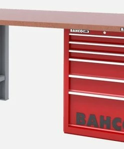 Bahco 1495KH7RDWB15TD Heavy Duty Low Height MDF Top Workbench With 7 Drawer Red Cabinet 1500mm Long