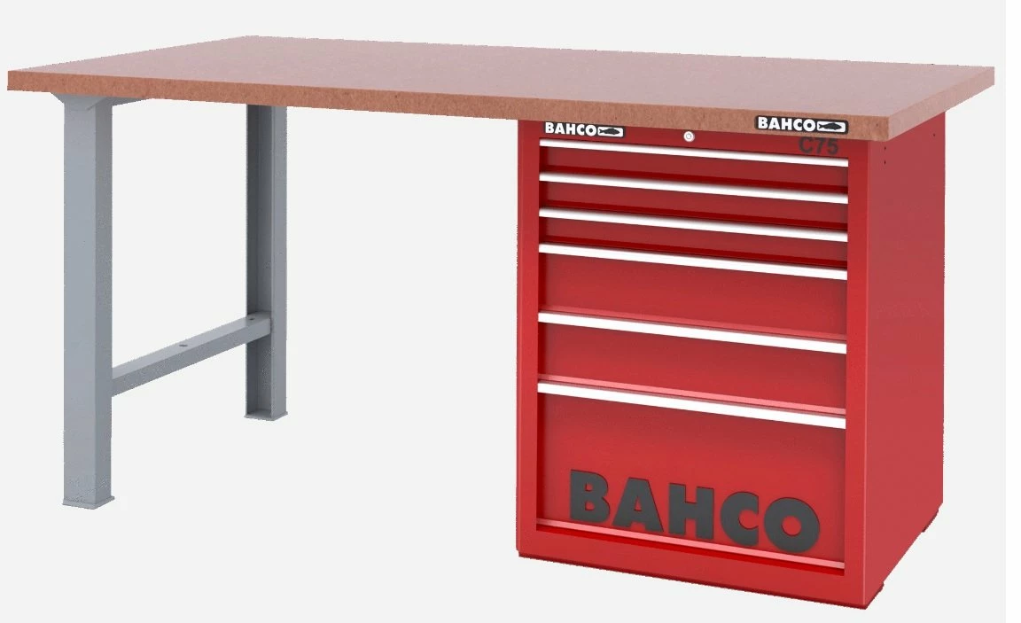 Bahco 1495KH8RDWB18TD Heavy Duty Low Height MDF Top Workbench With 8 Drawer Red Cabinet 1800mm Long 3 Bahco 1495KH8RDWB18TD Heavy Duty Low Height MDF Top Workbench With 8 Drawer Red Cabinet 1800mm Long