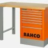 Bahco 1495KH8WB18TW Heavy Duty Low Height Wooden Top Workbench With 8 Drawer Orange Cabinet 1800mm Long 1 Bahco 1495KH8WB18TW Heavy Duty Low Height Wooden Top Workbench With 8 Drawer Orange Cabinet 1800mm Long -Screwdriver And Bits Shop 1495KHWB18TW orange 1