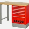 Bahco 1495KH8RDWB18TW Heavy Duty Low Height Wooden Top Workbench With 8 Drawer Red Cabinet 1800mm Long -Screwdriver And Bits Shop 1495KHWB18TW red