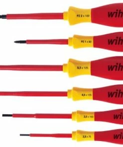 Wiha 25477 6 Piece SoftFinish® VDE Slot &amp; Pozi Screwdriver Set