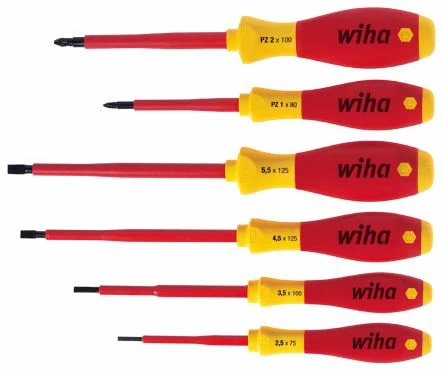 Wiha 25477 6 Piece SoftFinish® VDE Slot & Pozi Screwdriver Set 3 Wiha 25477 6 Piece SoftFinish® VDE Slot & Pozi Screwdriver Set