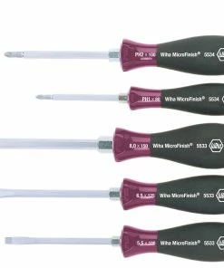 Wiha 29138 5 Piece MicroFinish® Slotted &amp; Phillips Screwdriver Set (Striking Cap)