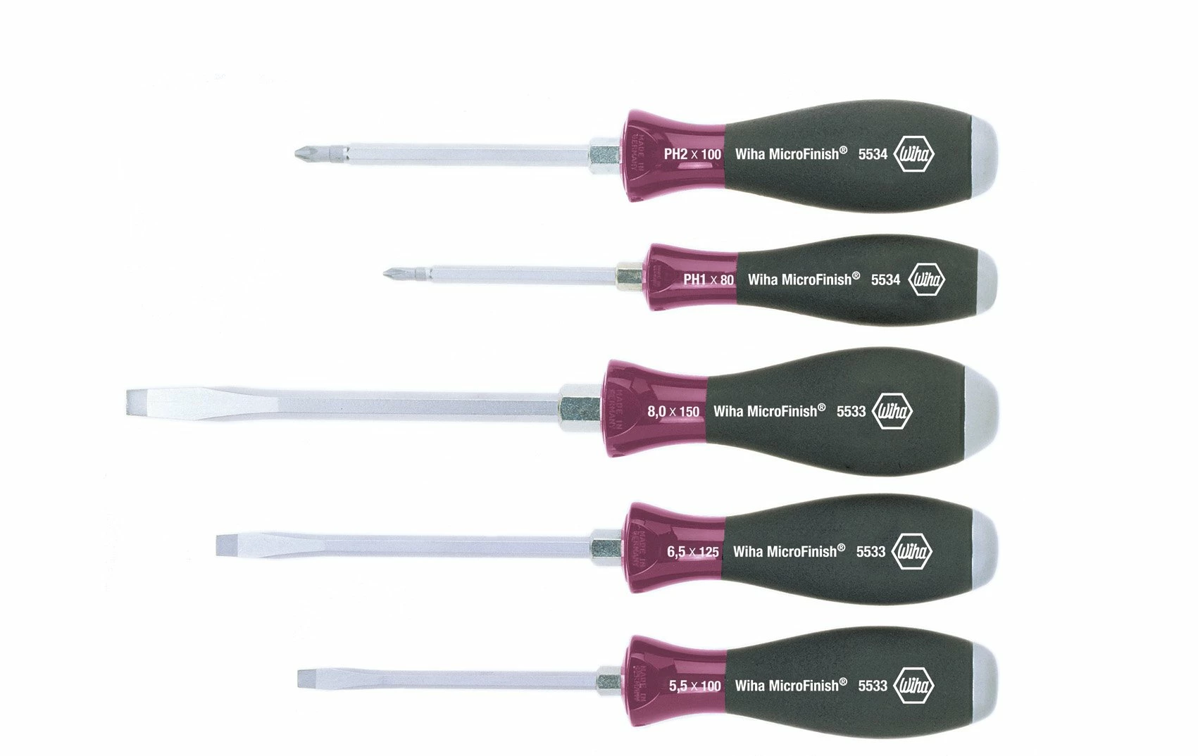 Wiha 29138 5 Piece MicroFinish® Slotted & Phillips Screwdriver Set (Striking Cap) 3 Wiha 29138 5 Piece MicroFinish® Slotted & Phillips Screwdriver Set (Striking Cap)