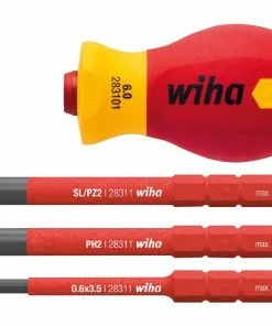 Wiha 41230 3 Piece SlimVario®Stubby VDE Interchangeable Screwdriver Phillips, Slot &amp; Terminal Set
