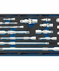 Draper 63530 1/4", 3/8" &amp; 1/2" Extension Bars, Universal Joints &amp; Adaptors Set