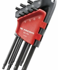 Facom 89S.JP8A 8 Piece Spherical Head Torx Key Set Supplied In Plastic Storage Clip T10 - T45