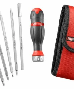 Facom ACL.2A5 Protwist 3 In 1 Ratcheting Screwdriver With 4 Long Blades Supplied In Small Carry Case