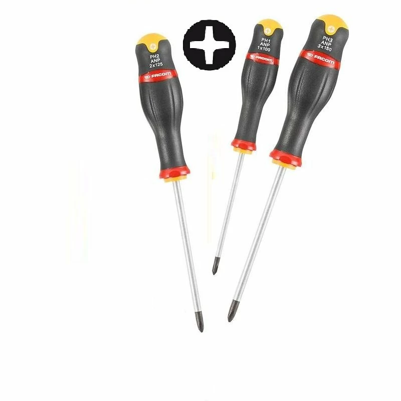 Facom ANP.J3 Protwist® 3 Piece Phillips Screwdriver Set - PH1, 2 & 3 3 Facom ANP.J3 Protwist® 3 Piece Phillips Screwdriver Set - PH1, 2 & 3