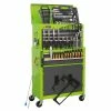 Sealey AP2200COMBOHV Topchest &amp; Rollcab Combination 6 Drawer Ball-Bearing Slides - Hi-Vis Green/Grey &amp; 128pc Tool Kit -Screwdriver And Bits Shop AP2200COMBOHV