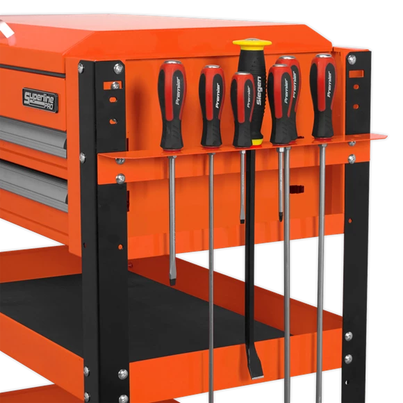 Sealey AP760MO Heavy-Duty Mobile Tool And Parts Trolley 2 Drawers And Lockable Top - Orange 6 Sealey AP760MO Heavy-Duty Mobile Tool And Parts Trolley 2 Drawers And Lockable Top - Orange - Image 4