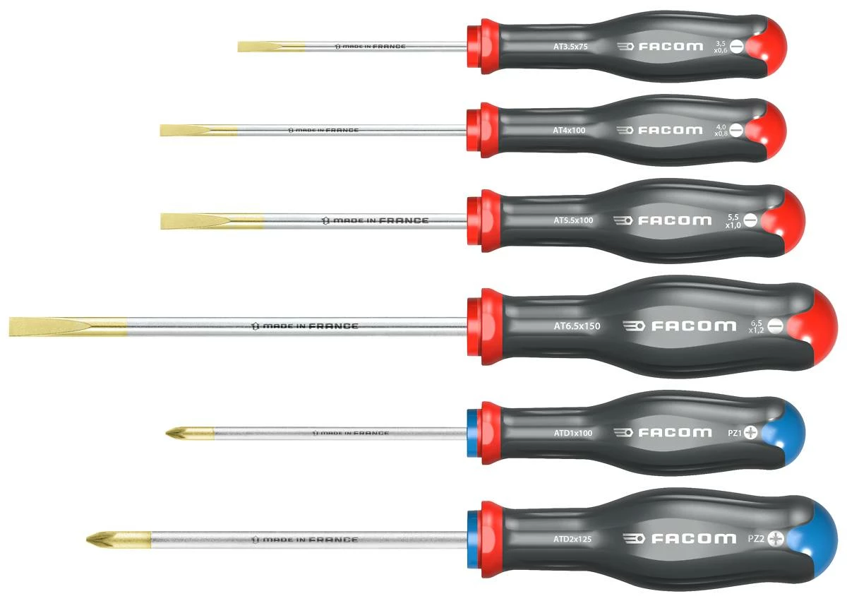 Facom AT.1PB Protwist® 6 Piece Slotted & Pozi Screwdriver Set 3 Facom AT.1PB Protwist® 6 Piece Slotted & Pozi Screwdriver Set