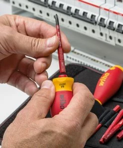 Wiha 41232 9 Piece SlimVario® VDE Interchangeable Slot, Phillips, Pozi Screwdriver &amp; Bit Set -Screwdriver And Bits Shop Anw 283101 stubby VDE 376
