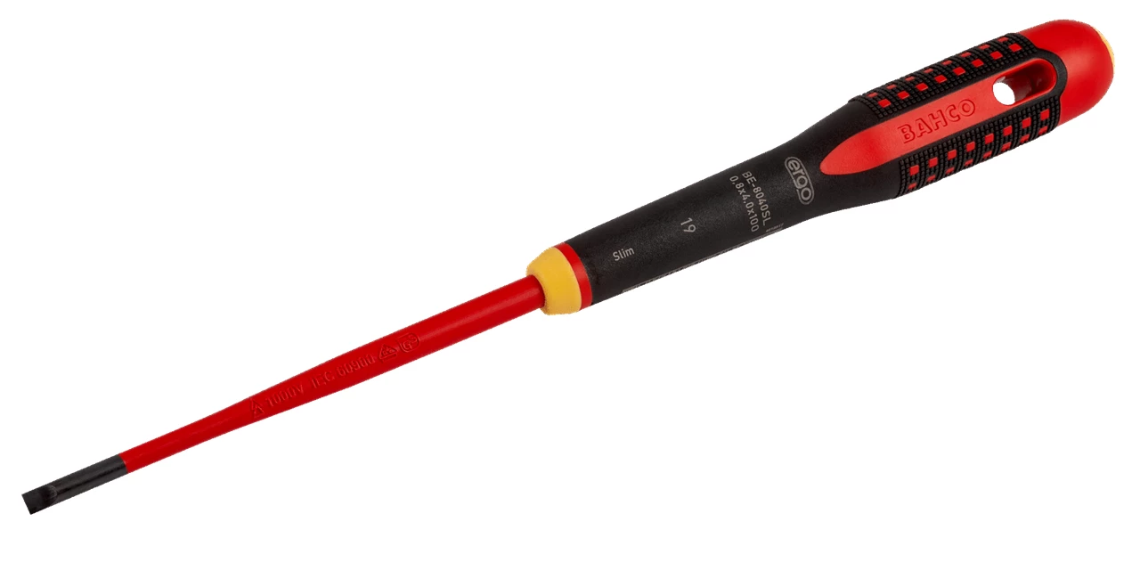 Bahco BE-8040SL Ergo Slim VDE Insulated Slotted Screwdriver 4x100mm 3 Bahco BE-8040SL Ergo Slim VDE Insulated Slotted Screwdriver 4x100mm