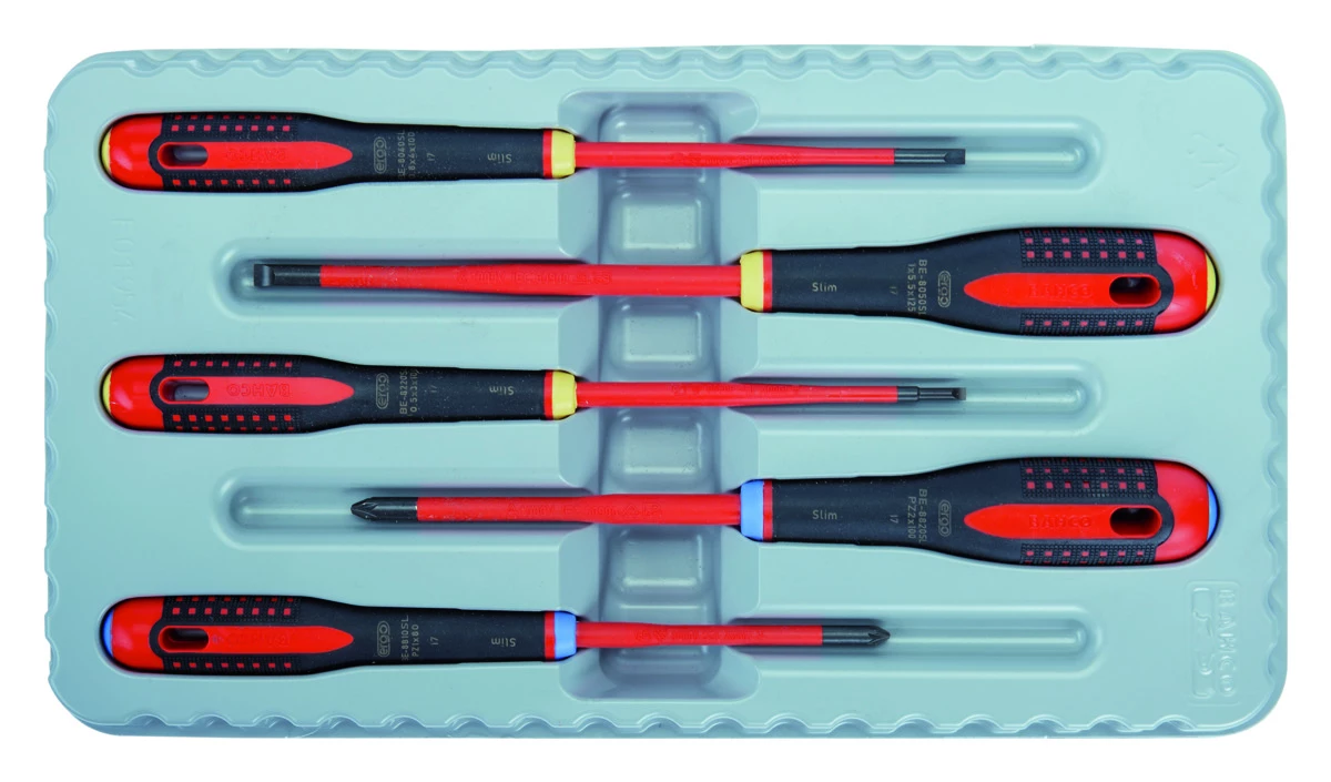 Bahco BE-9882SL ERGO 5 Piece Slim VDE Insulated Slotted & Pozi Screwdriver Set 4 Bahco BE-9882SL ERGO 5 Piece Slim VDE Insulated Slotted & Pozi Screwdriver Set - Image 2