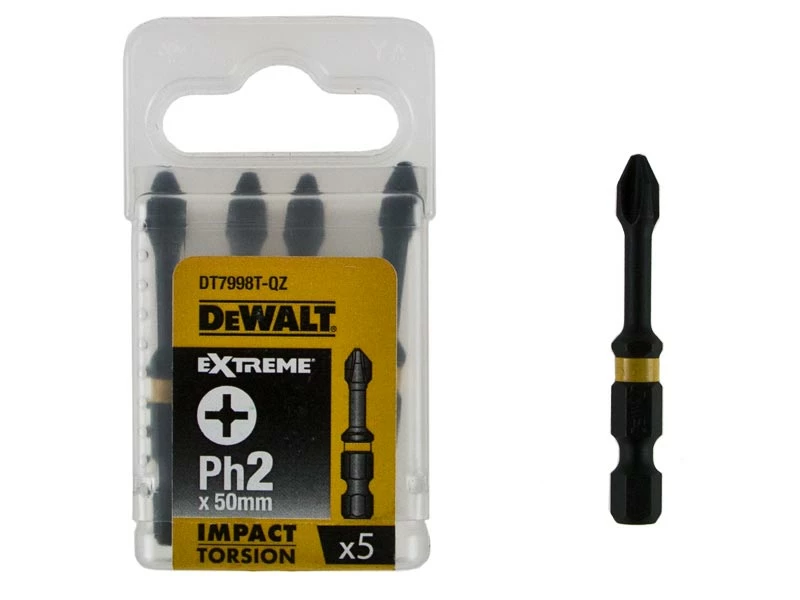 Dewalt DT7998T 50mm Impact Torsion Screwdriver Bits PH2 (x5) 3 Dewalt DT7998T 50mm Impact Torsion Screwdriver Bits PH2 (x5)