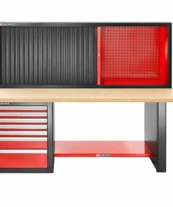 Facom JLS2-2MW7DSCH Heavy Duty 7 Drawer Workbench With Wooden Worktop 2182mm With Shutter Cabinet (High Version)