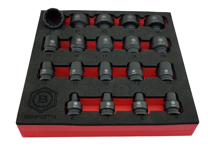 Britool Hallmark MBMPSET19 19 Pce 3/8in Dr 12 Point Impact Socket Set Metric 6 - 24mm 4 Britool Hallmark MBMPSET19 19 Pce 3/8in Dr 12 Point Impact Socket Set Metric 6 - 24mm - Image 2