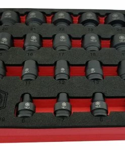 Britool Hallmark MBMPSET19 19 Pce 3/8in Dr 12 Point Impact Socket Set Metric 6 - 24mm