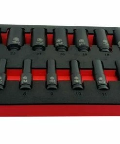 Britool Hallmark MDHMPSET19 19 Piece 3/8" Drive Deep Impact Socket Set 6-24mm 6 Point