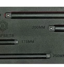 Britool Hallmark MLEPSET8 8 Piece 3/8" & 1/2" Drive Impact Extension Bar Set 50-300mm