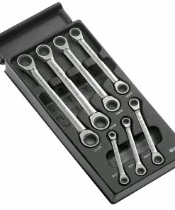 Facom MOD.64J7 7 Piece Metric Flat Ratcheting Ring Spanner Wrench Set Supplied In Plastic Module Tray 6-19mm