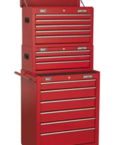 Sealey AP22STACK Topchest, Mid-Box And Rollcab 14 Drawer Stack - Red