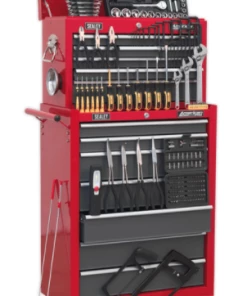 Sealey AP2250BBCOMBO Topchest And Rollcab Combination 14 Drawer With Ball-Bearing Slides - Red/Grey &amp; 239pc Tool Kit