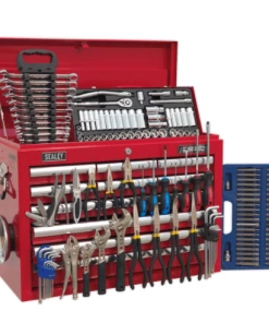 Sealey AP33109COMBO Topchest 10 Drawer With Ball Bearing Slides - Red &amp; 140pc Tool Kit