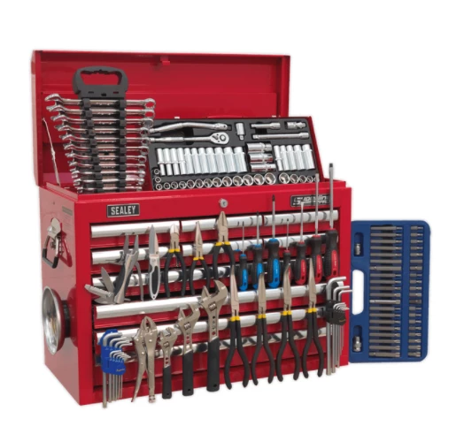 Sealey AP33109COMBO Topchest 10 Drawer With Ball Bearing Slides - Red & 140pc Tool Kit 2 Sealey AP33109COMBO Topchest 10 Drawer With Ball Bearing Slides - Red & 140pc Tool Kit