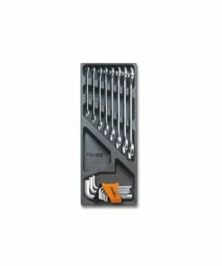 Beta Tools Beta T34 17 Piece Metric Double Open End Spanner &amp; Hex Key Set In Plastic Module Tray