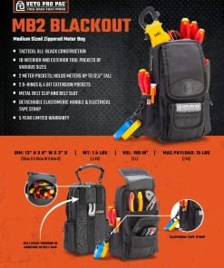 Veto Pro Pac MB2 BLACKOUT Meter Bag / Tool Pouch -Screwdriver And Bits Shop mb2 blackout final sell sheet webres