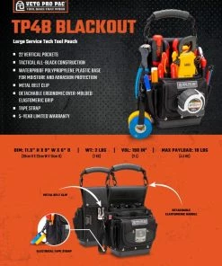 Veto Pro Pac TP4B-BLACKOUT Tool Pouch -Screwdriver And Bits Shop tp4b blackout sellsheet V3 2VTj 1